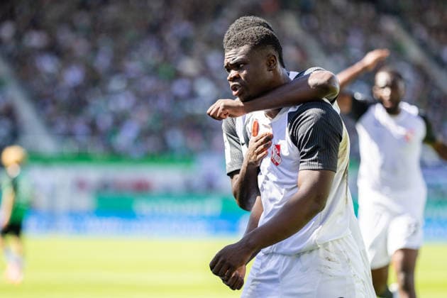 Alexander Guiddir (TSV Havelse, 20) celebrates his goal to tie the game at 1–1 with Kwasi Okyere Wriedt (TSV Havelse, 11) in the background. GER, SC Preussen Münster vs. TSV Havelse, Soccer, 3. Liga, Matchday 4, 2026–2027 season, September 5, 2026 DFL regulations prohibit any use of photographs as image sequences and or quasi-video GER, SC Preussen Münster vs. TSV Havelse, soccer, 3. Liga, Matchday 4, 2026–2027 season, September 5, 2026, Münster Copyright: xEibner-Pressefoto JanxRollingerx EP_JSK