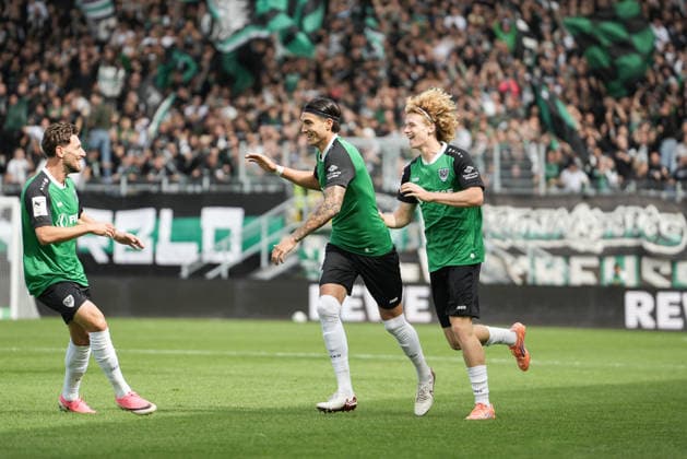 Germany 3rd League 2026–2027, Matchday 4: SC Preußen Münster vs. TSV Havelse, Saturday, September 5, 2026, LVM Preußenstadion, Münster, North Rhine-Westphalia, Germany; Goal celebration, joy, emotions; 1–0 goal by Antonio Tikvic (SC Preußen Münster); 4 celebrations Copyright: xMerlexKölkingx