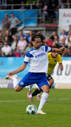 September 5, 2026, Hänsch Arena, Meppen, GER, 3rd Division, Matchday 4: SV Meppen vs. 1 FC Saarbrücken, 1-2 Penalty kick by Ersin Zehir SV Meppen 6 DFL regulations prohibit any use of photographs as image sequences and or quasi-video Meppen Lower Saxony Hänsch Arena