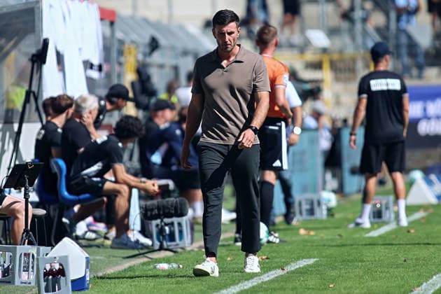 Orest Shala, SC Verl, Head Coach (GER), SV Waldhof Mannheim vs. SC Verl Soccer, Matchday 4, 2026–2027 Season, August 8, 2026. DFL and DFB regulations prohibit any use of photographs as image sequences and or quasi-video. GER SV Waldhof Mannheim SC Verl Soccer Matchday 4, 2026–2027 Season, August 8, 2026, Mannheim Copyright: xEibner-Pressefoto JoergxHirschx EP_JHH