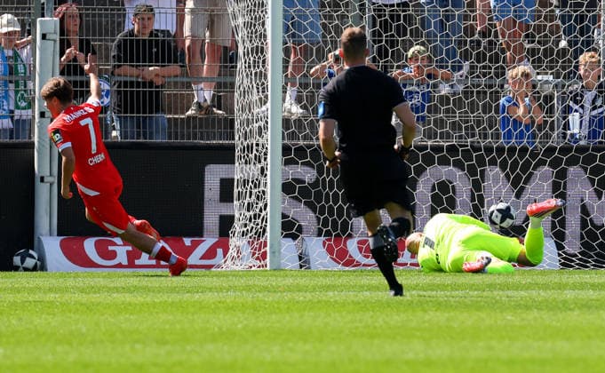 September 5, 2026, Germany, Stuttgart, Soccer, Regionalliga Südwest, SV Stuttgarter Kickers vs. 1. FSV Mainz 05 II, 0–1, Goal scorers: Nick Cherny (Mainz), Felix Dornebusch (Kickers)