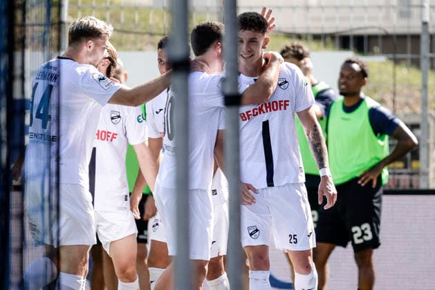 September 5, 2026, xhettx, Soccer 3rd Division, SV Waldhof Mannheim vs. SC Verl—celebration of the 0-1 goal by Jidechi Okeke, SV Waldhof Mannheim, 25
