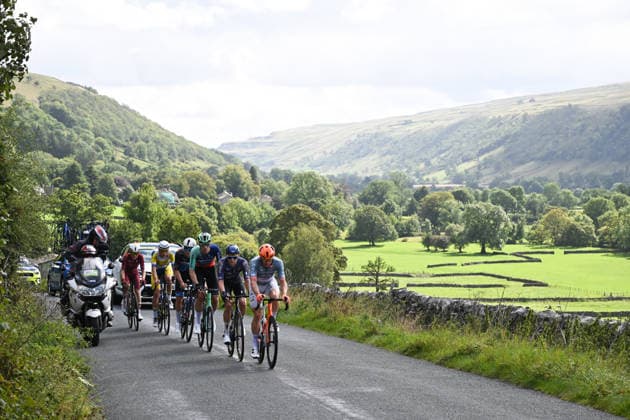 2026 Lloyds Tour of Britain Men Picture by Zac Williams SWpix.com - 05 09 2026 - Cycling - UCI ProSeries - 2026 Lloyds Tour of Britain Men - Stage 4: Helmsley to Leyburn (165.8km) - Cees Bol (Decathlon CMA CGM Team), Xandro Meurisse (Pinarello-Q36.5 Pro Cycling Team), Ian Lopez De San Roman (Modern Adventure Cycling Team), Ben Swift (Netcompany INEOS), Brem Deman (Team Flanders - Baloise), Boas Lysgaard (BHS-PL Beton Bornholm), the breakaway Cycling Copyright: x xSWpix.comx(t axPhotographyxHubxLtd)xZacxWilliams SWpix.comx SWP-3030-22430