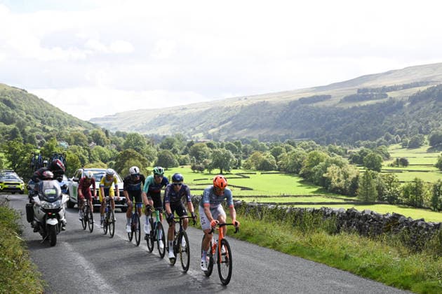 2026 Lloyds Tour of Britain Men Picture by Zac Williams SWpix.com - 05 09 2026 - Cycling - UCI ProSeries - 2026 Lloyds Tour of Britain Men - Stage 4: Helmsley to Leyburn (165.8km) - Cees Bol (Decathlon CMA CGM Team), Xandro Meurisse (Pinarello-Q36.5 Pro Cycling Team), Ian Lopez De San Roman (Modern Adventure Cycling Team), Ben Swift (Netcompany INEOS), Brem Deman (Team Flanders - Baloise), Boas Lysgaard (BHS-PL Beton Bornholm), the breakaway Cycling Copyright: x xSWpix.comx(t axPhotographyxHubxLtd)xZacxWilliams SWpix.comx SWP-3030-22431
