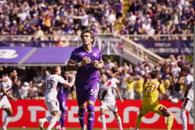 FiorentinaÕs Franco Mastantuono looks on and the players of Torino celebrate after saving a goal during the Serie A soccer match between Fiorentina and Torino at the Artemio Franchi Stadium in Florence, north Italy - Saturday, September 5, 2026 -  Copyright: xMassimoxPaolone LaPressex