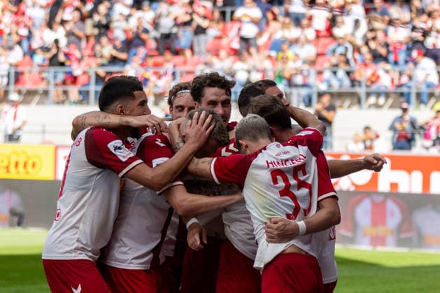 September 5, 2026, Soccer, GER, Season, 3rd Division, 2026–2027 Season, Matchday 4, SSV Jahn Regensburg vs. MSV Duisburg: Celebrations after Lucas Hermes’s 1–0 goal for SSV Jahn Regensburg. DFL regulations prohibit any use of photographs as image sequences and or quasi-video.