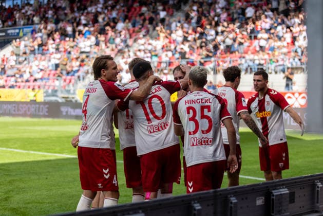 September 5, 2026, Soccer, GER, Season, 3rd Division, 2026–2027 Season, Matchday 4, SSV Jahn Regensburg vs. MSV Duisburg: Celebrations after Lucas Hermes’s 1–0 goal for SSV Jahn Regensburg. DFL regulations prohibit any use of photographs as image sequences and or quasi-video.