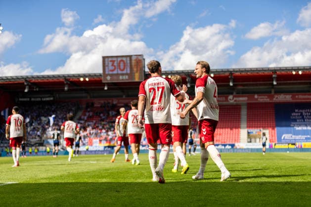 September 5, 2026, Soccer, GER, Season, 3rd Division, 2026–2027 Season, Matchday 4, SSV Jahn Regensburg vs. MSV Duisburg: Celebrations after Lucas Hermes’s 1–0 goal for SSV Jahn Regensburg. DFL regulations prohibit any use of photographs as image sequences and or quasi-video.