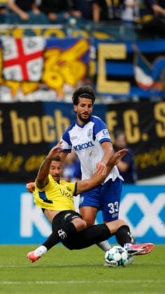 September 5, 2026, Hänsch Arena, Meppen, GER, 3rd Division, Matchday 4: SV Meppen vs. 1 FC Saarbrücken, Stefan Rankic, SV Meppen 33 vs. Kai Brünker, 1 FC Saarbrücken 9. DFL regulations prohibit any use of photographs as image sequences and or quasi-video. Meppen, Lower Saxony, Hänsch Arena