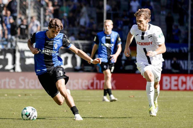 September 5, 2026, xhettx, Soccer 3rd Division, SV Waldhof Mannheim vs. SC Verl, Lovis Bierschenk (SV Waldhof Mannheim), No. 7 runs onto the ball