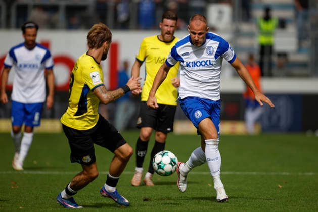 September 5, 2026, Hänsch Arena, Meppen, GER, 3rd Division, Matchday 4: SV Meppen vs. 1 FC Saarbrücken, Jannic Ehlers, SV Meppen 17. DFL regulations prohibit any use of photographs as image sequences and or quasi-video. Meppen, Lower Saxony, Hänsch Arena