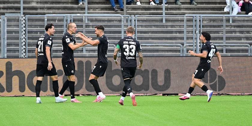 September 5, 2026, xkhx, Kassel, Auestadion, Regionalliga Southwest, 2026–2027 Season, KSV Hessen Kassel vs. SV Sandhausen, Celebrations after Phil Halbauer s goal to make it 1–0 for Sandhausen