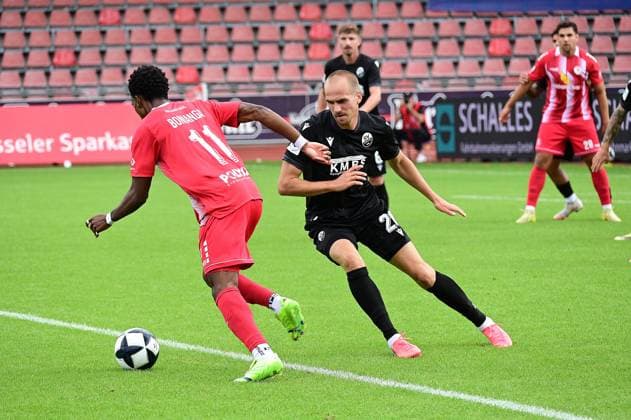September 5, 2026, xkhx Kassel, Auestadion, Regionalliga Southwest, 2026–2027 Season, KSV Hessen Kassel vs. SV Sandhausen, Phinees Bonianga 11, Hessen Kassel vs. Phil Halbauer, Sandhausen