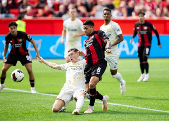 Sport Bilder des Tages Leverkusen, Bayarena, 05.09.2026: Ezequiel Fernandez of Leverkusen scores the 1:0 goal during 1.Bundesliga Bayer 04 Leverkusen vs. FC Union Berlin. *** Leverkusen, Bayarena, September 5, 2026: Ezequiel Fernandez of Leverkusen scores the 1-0 goal during the Bundesliga match between Bayer 04 Leverkusen and FC Union Berlin