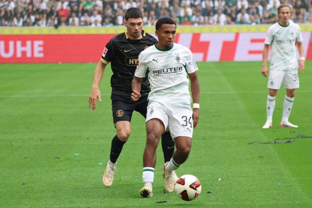 05.09.2026, Fussball, Herren, 1. Bundesliga, Saison 2026 2027, Borussia Mönchengladbach - SV 07 Elversberg, Felix Keidel (SV 07 Elversberg), Mathieu Nguefack (Borussia Mönchengladbach) Mönchengladbach Ista-Borussia-Park Nordrhein-Westfalen Deutschland (DEU) *** September 5, 2026, Soccer, Men s, 1st Bundesliga, 2026–2027 Season, Borussia Mönchengladbach vs. SV 07 Elversberg, Felix Keidel (SV 07 Elversberg), Mathieu Nguefack (Borussia Mönchengladbach), Mönchengladbach, Ista, Borussia Park, North Rhine-Westphalia, Germany, DEU Copyright: xSebastianxBachx