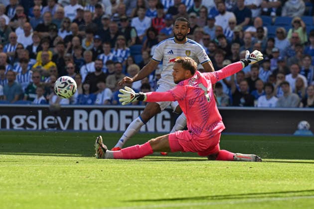 Brighton and Hove Albion v Leeds United Premier League Dominic Calvert-Lewin of Leeds United shoots wide during the Premier League match at the American Express Stadium, Brighton and Hove 05 09 2026 UK Newspapers OUT Copyright: xJeremyxLandeyx FIL-23899-0024
