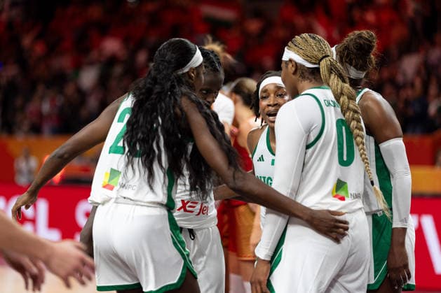Nigerian team during a huddle: Victoria Macaulay (Nigeria, 25), Ezinne Kalu (Nigeria, 23), Amy Okonkwo (Nigeria, 00), GER, Nigeria vs. Hungary, basketball, 2026 FIBA Women’s World Cup, group stage, Matchday 2, September 5, 2026, GER, Nigeria vs. Hungary, basketball, 2026 FIBA Women’s World Cup, group stage, Match Day 2, September 5, 2026, Berlin Copyright: xEibner-Pressefoto MaxxVincenx EP_MVN
