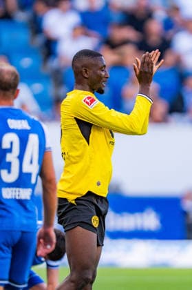 1. Bundesliga, 2. Spieltag, TSG 1899 Hoffenheim vs. Borussia Dortmund am 05.09.2026 Serhou Guirassy WICHTIGER HINWEIS: Gemäß den Vorgaben der DFL und des DFB ist es untersagt, in dem Stadion und oder vom Spiel angefertigte Fotoaufnahmen in Form von Sequenzbildern und oder videoähnlichen Fotostrecken zu verwerten bzw. verwerten zu lassen. *** Bundesliga 1, Matchday 2, TSG 1899 Hoffenheim vs. Borussia Dortmund on September 5, 2026, Serhou Guirassy IMPORTANT NOTICE: In accordance with DFL and DFB regulations, it is prohibited to use or allow the use of photographs taken in the stadium and or during the match in the form of sequential images and or video-like photo series Copyright: xBahhoxKarax