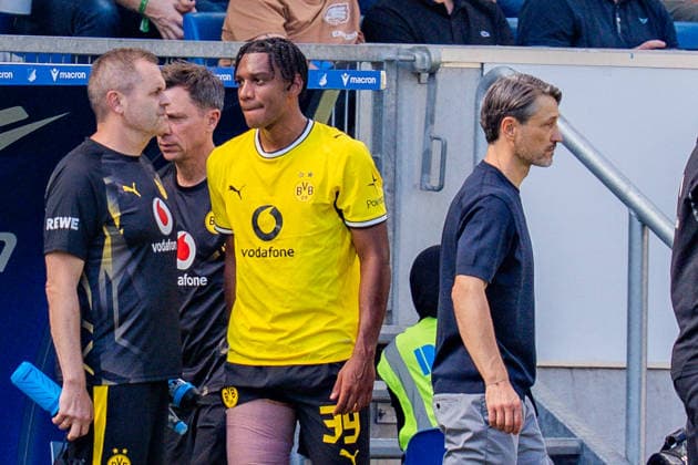 1. Bundesliga, 2. Spieltag, TSG 1899 Hoffenheim vs. Borussia Dortmund am 05.09.2026 Filippo Mane mit einer Verletzung und Auswechselung verletzt sich Niko Kovac WICHTIGER HINWEIS: Gemäß den Vorgaben der DFL und des DFB ist es untersagt, in dem Stadion und oder vom Spiel angefertigte Fotoaufnahmen in Form von Sequenzbildern und oder videoähnlichen Fotostrecken zu verwerten bzw. verwerten zu lassen. *** Bundesliga 1, Matchday 2, TSG 1899 Hoffenheim vs. Borussia Dortmund on September 5, 2026. Filippo Mane is injured and substituted; Niko Kovac is injured. IMPORTANT NOTICE: In accordance with DFL and DFB regulations, it is prohibited to use or allow the use of photographs taken in the stadium and or during the game in the form of sequential images and or video-like photo series Copyright: xBahhoxKarax