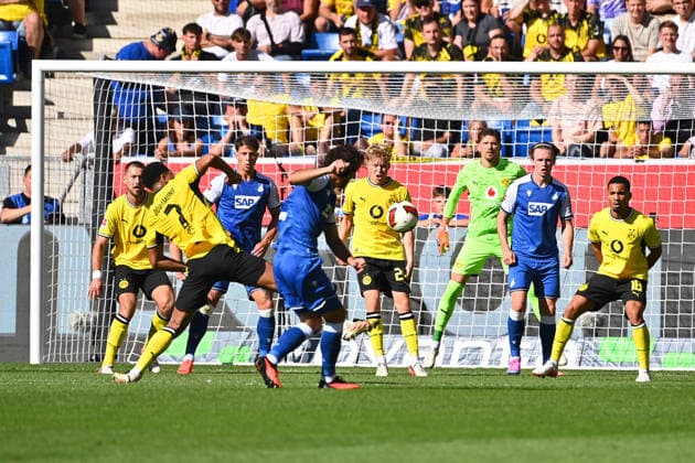 Tor Leon AVDULLAHU (1899 Hoffenheim) zum 1-0. Aktion,Torschuss Fussball 1. Bundesliga Saison 2026 2027, 2.Spieltag, Spieltag02,, TSG 1899 Hoffenheim - Borussia Dortmund am 05.09.2026 , SNP ARENA *** Goal by Leon AVDULLAHU, 1899 Hoffenheim, making it 1–0—action, shot on goal, soccer, Bundesliga, 2026–2027 season, Matchday 2, Matchday 02, TSG 1899 Hoffenheim vs. Borussia Dortmund on September 5, 2026, SNP ARENA