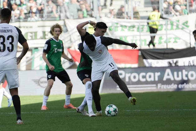 Germany 3rd Division 2026–2027, Matchday 4: SC Preußen Münster vs. TSV Havelse, Saturday, September 5, 2026, LVM Preußenstadion, Münster, North Rhine-Westphalia, Germany—in a head-to-head matchup: Antonio Tikvic (SC Preußen Münster), 4; Kwasi Wriedt (TSV Havelse), 11 Copyright: xMerlexKölkingx
