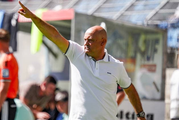 Germany Soccer Season 2026–2027, 3rd Division, Matchday 4, SV Waldhof Mannheim 07 vs. SC Verl, Carl Benz Stadium, Mannheim; Rui Mota, Coach, SV Waldhof Mannheim; Gestures, Body Language, Emotion; Mannheim, Carl Benz Stadium, Germany Copyright: xBennetxLongx