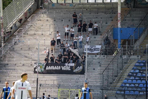 Germany Soccer Season 2026–2027, 3rd Division, Matchday 4, SV Waldhof Mannheim 07 vs. SC Verl, Carl Benz Stadium, Mannheim—Spectators, Stadium, Fans, Stands, Mannheim, Carl Benz Stadium, Germany Copyright: xBennetxLongx