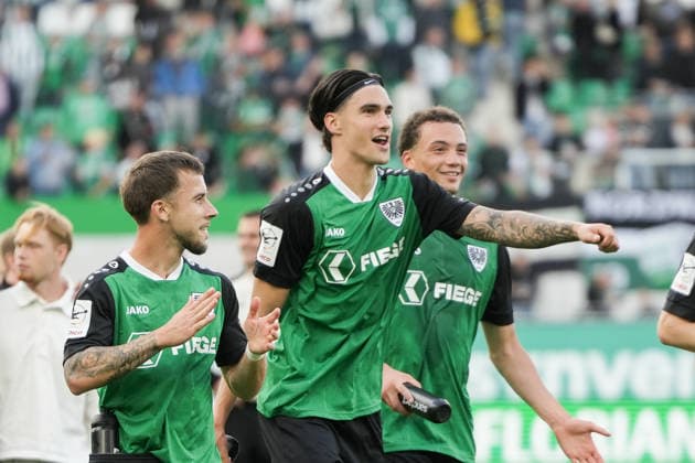 Germany 3rd Division 2026–2027, Matchday 4: SC Preußen Münster vs. TSV Havelse, Saturday, September 5, 2026, LVM Preußenstadion, Münster, North Rhine-Westphalia, Germany; Antonio Tikvic, SC Preußen Münster; 4—post-game joy and emotions Copyright: xMerlexKölkingx