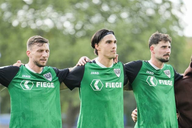 Germany 3rd Division 2026–2027, Matchday 4: SC Preußen Münster vs. TSV Havelse, Saturday, September 5, 2026, LVM Preußenstadion, Münster, North Rhine-Westphalia, Germany: Antonio Tikvic (SC Preußen Münster), 4 Lucas Zeller (SC Preußen Münster), 5 Philipp Maier (SC Preußen Münster), 26 Copyright: xMerlexKölkingx