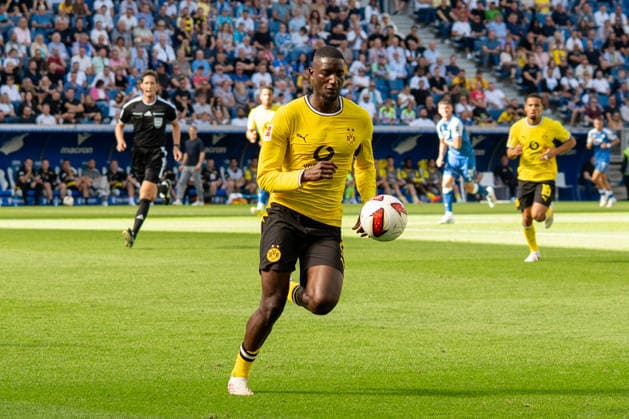 1. Bundesliga: TSG Hoffenheim vs Borussia Dortmund, 05.09.2026 Am Ball Serhou Guirassy (Borussia Dortmund, 9) 1. Bundesliga: TSG Hoffenheim vs Borussia Dortmund, SNP Arena, 05.09.2026 DFB DFL REGULATIONS PROHIBIT ANY USE OF PHOTOGRAPHS AS IMAGE SEQUENCES AND OR QUASI-VIDEO. *** September 5, 2026, Bundesliga Match: TSG Hoffenheim vs. Borussia Dortmund. Serhou Guirassy of Borussia Dortmund in possession. September 9, 2026, Bundesliga Match: TSG Hoffenheim vs. Borussia Dortmund, SNP Arena, September 5, 2026 DFB and DFL regulations prohibit any use of photographs as image sequences and or quasi-video. Copyright: xBEAUTIFULxSPORTS Hillx