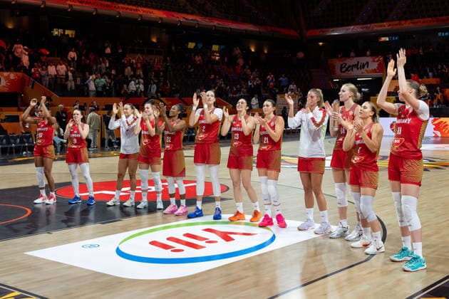 Hungarian team celebrates after victory at the end of the game: Nina Aho (Hungary), 10; Agnes Studer (Hungary), 09; Yvonne Turner (Hungary), 22, Virag Takacs Kiss (Hungary), 02, Agnes Torok (Hungary), 13, Reka Lelik (Hungary), 21, Dorka Juhasz (Hungary), 14, Veronika Kanyasi (Hungary), 07, Kinga Josepovits (Hungary), 11, GER, Nigeria vs. Hungary, Basketball, FIBA Women’s World Cup 2026, Group Stage, Matchday 2, September 5, 2026 GER, Nigeria vs. Hungary, Basketball, 2026 FIBA Women’s World Cup, Group Stage, Match Day 2, September 5, 2026 Berlin Copyright: xEibner-Pressefoto MaxxVincenx EP_MVN