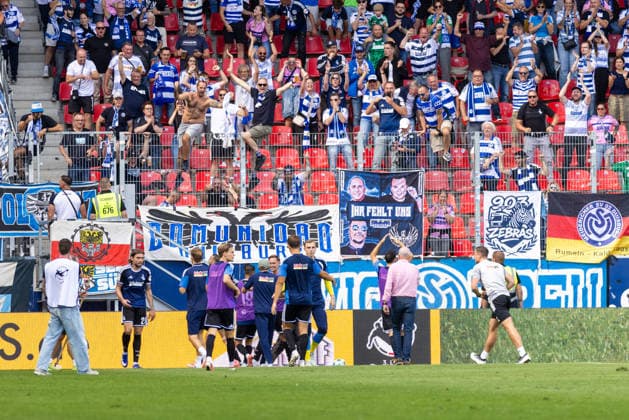 September 5, 2026, Soccer, GER, Season, 3rd Division, 2026–2027 Season, Matchday 4, SSV Jahn Regensburg vs. MSV Duisburg: Jubilation after Duisburg’s 2–1 victory despite playing with one fewer player. DFL REGULATIONS PROHIBIT ANY USE OF PHOTOGRAPHS AS IMAGE SEQUENCES AND OR QUASI-VIDEO