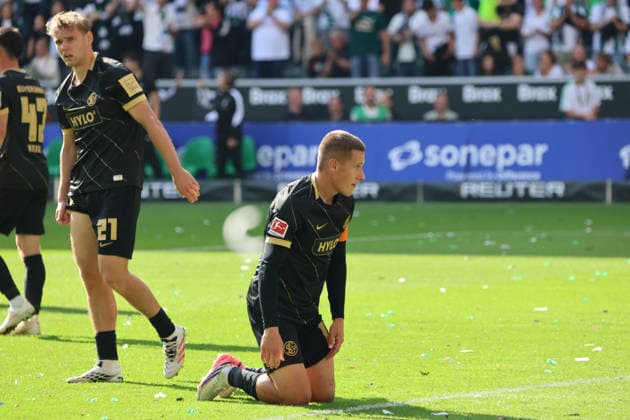 05.09.2026, Fussball, Herren, 1. Bundesliga, Saison 2026 2027, Borussia Mönchengladbach - SV 07 Elversberg, Lukas Pinckert (SV 07 Elversberg) enttäuscht Mönchengladbach Ista-Borussia-Park Nordrhein-Westfalen Deutschland (DEU) *** September 5, 2026, Soccer, Men s, 1. Bundesliga, 2026–2027 season, Borussia Mönchengladbach vs. SV 07 Elversberg, Lukas Pinckert, SV 07 Elversberg disappoints Mönchengladbach, Borussia Park, North Rhine-Westphalia, Germany, DEU Copyright: xSebastianxBachx