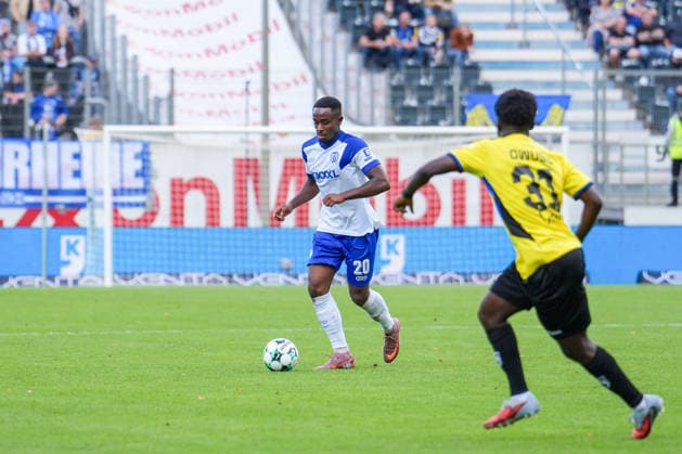German Soccer, 3rd Division, Matchday 4, Hänsch Arena, SV Meppen vs. 1 FC Saarbrücken, Nikell Touglo (SV Meppen), 20 Copyright: xMichelxWittex