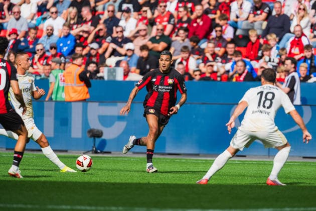 von links im Bild, Marin Ljubicic (1.FC Union Berlin, 27), Facundo Medina (Bayer 04 Leverkusen, 02), Josip Juranovic (1.FC Union Berlin, 18) Bayer 04 Leverkusen vs. 1.FC Union Berlin, Fussball, 1.Bundesliga, 2.Spieltag, Saison 2026 27, 05.09.2026, DFL REGULATIONS PROHIBIT ANY USE OF PHOTOGRAPHS AS IMAGE SEQUENCES AND OR QUASI-VIDEO, Bayer 04 Leverkusen vs. 1.FC Union Berlin, Fussball, 1.Bundesliga, 2.Spieltag, Saison 2026 27, 05.09.2026 Leverkusen *** From left to right in the photo: Marin Ljubicic (1 FC Union Berlin, 27), Facundo Medina (Bayer 04 Leverkusen, 02), Josip Juranovic (1 FC Union Berlin, 18). Bayer 04 Leverkusen vs. 1 FC Union Berlin, soccer, 1. Bundesliga, Matchday 2, 2026–27 season, May 9, 2026, DFL regulations prohibit any use of photographs as image sequences and or quasi-video, Bayer 04 Leverkusen vs. 1. FC Union Berlin, soccer, Bundesliga 1, Matchday 2, 2026–27 season, May 9, 2026, Leverkusen Copyright: xEibner-Pressefoto LukasxBaldygax EP_LBA