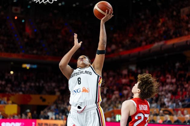Nyara Sabally of Germany, taking a shot in the 8th minute, GER, Germany vs. Japan, Basketball, 2026 FIBA Women’s World Cup, Group Stage, Matchday 2, September 5, 2026, GER, Germany vs. Japan, Basketball, 2026 FIBA Women’s World Cup, Group Stage, Matchday 2, September 5, 2026, Berlin Copyright: xEibner-Pressefoto MaxxVincenx EP_MVN