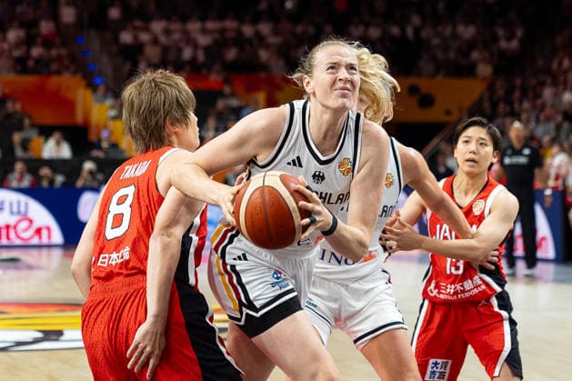 Marie Guelich (Germany), 21, in a one-on-one battle with Maki Takada (Japan), 08, GER, Germany vs. Japan, Basketball, 2026 FIBA Women’s World Cup, Group Stage, Matchday 2, September 5, 2026, GER, Germany vs. Japan, Basketball, 2026 FIBA Women’s World Cup, Group Stage, Matchday 2, September 5, 2026, Berlin Copyright: xEibner-Pressefoto MaxxVincenx EP_MVN