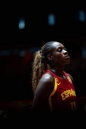 Mali v Spain: Group A - FIBA Women s Basketball World Cup Germany 2026 Awa Fam stands during the national anthem before the FIBA Women s Basketball World Cup 2026 match between Mali and Spain in Berlin, Germany, on September 5, 2026. Berlin Germany  Copyright: xMarcinxGolbax originalFilename:golba-malivspa260905_npWaB.jpg