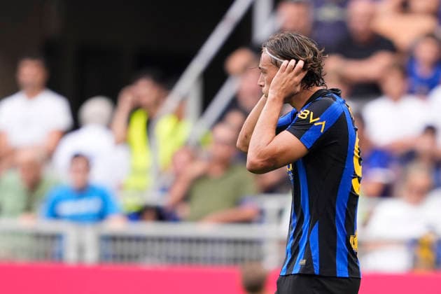 InterÕs Pio Esposito reacts during the Serie A soccer match between Inter and Napoil at the San Siro Stadium in Milan, Italy - September, 5 2026. - Soccer  Copyright: xFabioxFerrari LaPressex