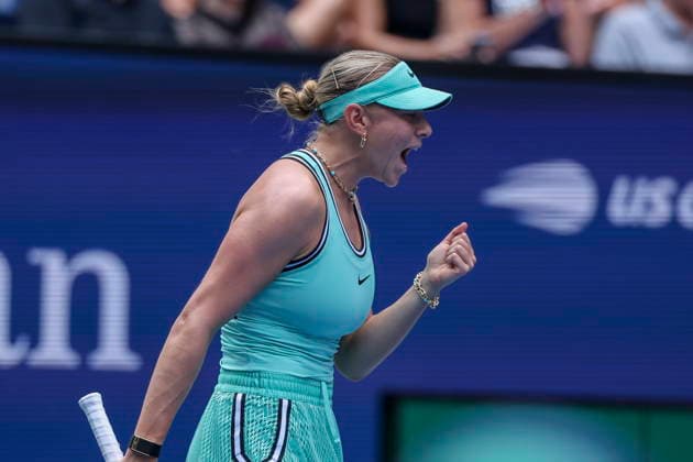 US Open tennis tournament - Day 7 Amanda Anisimova of the US reacts during a game against Anastasia Potapova of Austria during the Women™s Singles round 3 of the US Open Tennis Championships at the USTA Billie Jean King National Tennis Center in Flushing Meadows, New York, USA, 05 September 2026. The 2026 US Open tournament runs from 23 August through 13 September. FLUSHING MEADOWS NEW YORK United States  Copyright: xSARAHxYENESELx
