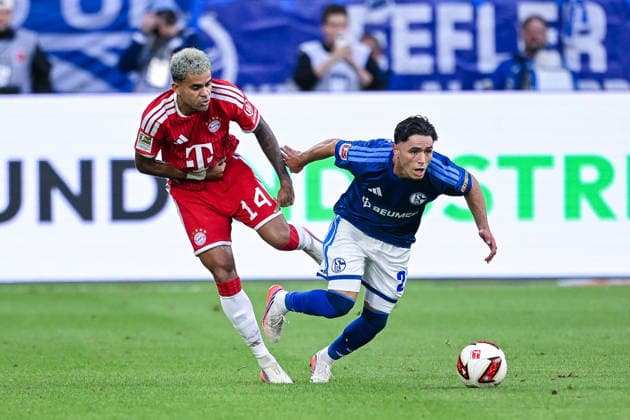 05.09.2026, Fussball, Saison 2026 2027, Bundesliga, FC Schalke 04 - FC Bayern München, Luis Diaz (FC Bayern München), Soufiane El-Faouzi (FC Schalke 04) xRHR-FOTO YYx *** September 5, 2026, Soccer, 2026–2027 Season, Bundesliga, FC Schalke 04 vs. FC Bayern Munich, Luis Diaz (FC Bayern Munich), Soufiane El Faouzi (FC Schalke 04) xRHR PHOTO YYx Copyright: KROEGER RHR-FOTOx RHR-FOTO YY