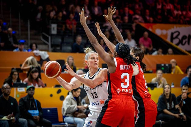 Basketball Berlin, September 5, 2026 FIBA Women’s Basketball World Cup Germany 2026 Preliminary Round Group Germany (GER) vs. Japan (JPN) Leonie Fiebich (Germany, No. 13) vs. Stephanie Mawuli (Japan, No. 03)