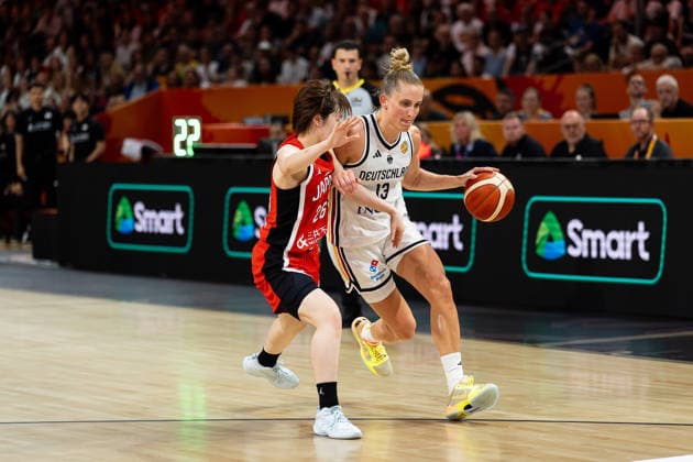 Leonie Fiebich (Germany), No. 13, dribbling against Kokoro Tanaka (Japan), No. 26, GER, Germany vs. Japan, Basketball, 2026 FIBA Women s World Cup, Group Stage, Matchday 2, September 5, 2026, GER, Germany vs. Japan, Basketball, 2026 FIBA Women’s World Cup, Group Stage, Matchday 2, September 5, 2026, Berlin Copyright: xEibner-Pressefoto MaxxVincenx EP_MVN