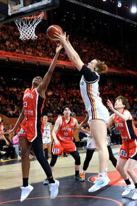 September 5, 2026, GER, Basketball, Women s, Women s Basketball World Cup, 2026, Matchday 1, Germany vs. Japan: Lina Sontag (Germany) 24, Stephanie Mawuli (Japan) 3, Mai Yamamoto (Japan) 23, Berlin, Max Schmeling Halle, Berlin, Germany Copyright: xNordphotox xEnglerx