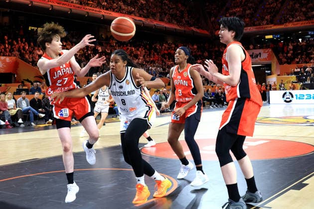 September 5, 2026, GER, Women s Basketball, Women s Basketball World Cup, 2026, Match Day 1, Germany vs. Japan: Nyara Sabally (Germany) 8, Saki Hayashi (Japan) 27, Stephanie Mawuli (Japan) 3, Ramu Tokashiki (Japan) 10; Max Schmeling Halle, Berlin, Germany Copyright: xNordphotox xEnglerx