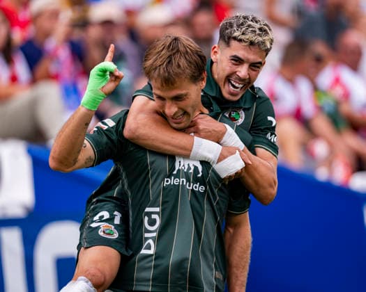 Rayo Vallecano v Real Racing Club de Santander - LaLiga EA Sports 2026 27 Sergio Canales of Racing Santander (L) celebrates his goal with Yassir Zabiri of Racing Santander (R) during the LaLiga EA Sports 2026 27 football match between Rayo Vallecano de Madrid and Real Racing Club de Santander at Estadio Ontime Butarque on September 05, 2026 in Leganes, Spain. Leganes Estadio Ontime Butarque Madrid Spain Copyright: xAlbertoxGardinx AGardin_20260905_Foot_Liga_Rayo_Rac_0036