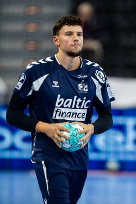 Opel HBL SG Flensburg Handewitt vs. HC Erlangen, September 5, 2026—Marko Grgic, No. 17, SG Flensburg Handewitt during warm-ups for the Opel HBL match between SG Flensburg Handewitt and HC Erlangen at the GGW Arena on September 5, 2026 Copyright: xBEAUTIFULxSPORTS MarioxM.xKobergx