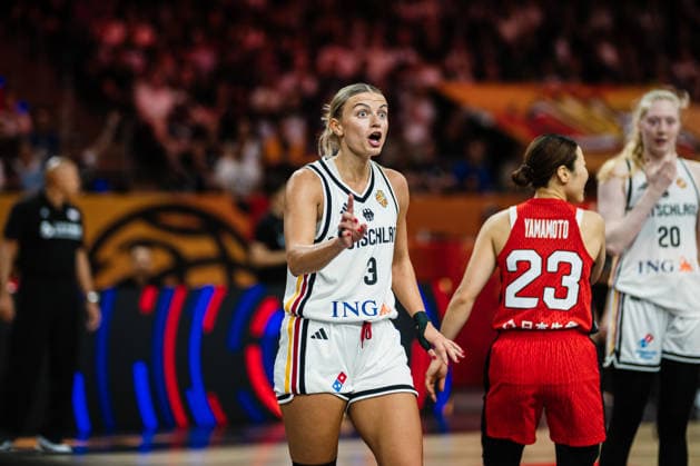 2026 FIBA Women’s Basketball World Cup: Germany vs. Japan, September 5, 2026—Alexandra Wilke (Germany, No. 3) looks on in shock during the basketball game, FIBA Women’s Basketball World Cup 2026, Group Stage, Group A, Matchday 2: Germany vs. Japan on September 5, 2026, at the Max Schmeling Halle, Berlin Copyright: xBEAUTIFULxSPORTS Tonhäuserx