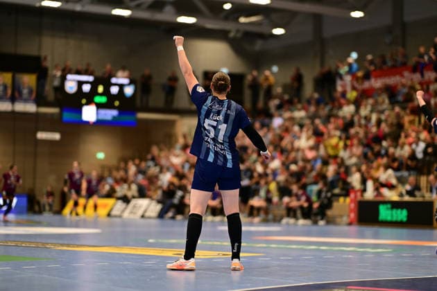 Handball I Women I 2026–2027 Season I Bundesliga I Matchday 2 I Buxtehuder SV vs. HC Leipzig I September 5, 2026 Single photo, cutout, single image, Cutout, isolated subject, sports photo, close-up, isolated image, isolated shot, photo, individual celebration, excitement, enthusiasm, euphoria, joy, happiness, cheerfulness at Lin Luck 51, Buxtehuder Sportverein, Buxtehude Halle Nord, New Lower Saxony, Germany Copyright: xLobeca FelixxWeißbergx