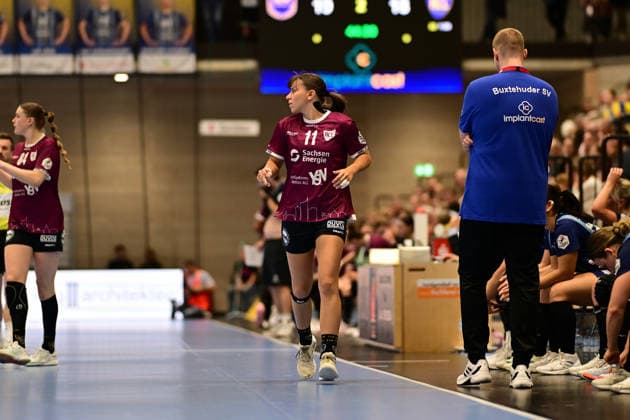 Handball I Women I 2026–2027 Season I Bundesliga I Matchday 2 I Buxtehuder SV vs. HC Leipzig I September 5, 2026 Single photo, cutout, single image, cutout, isolated subject, sports photo, close-up, cropped, cropped shot, photo, single shot: Alina Gaubatz 11, HC Leipzig, Buxtehude, Halle Nord, Neu, Lower Saxony, Germany Copyright: xLobeca FelixxWeißbergx